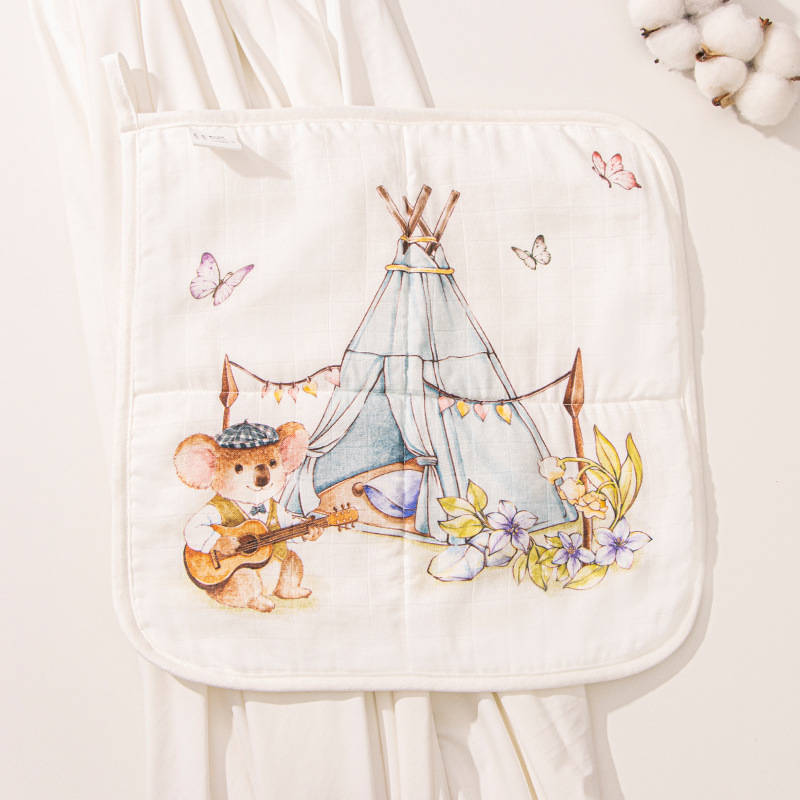 Βρεφική τετράγωνη πετσέτα από ίνες μπαμπού, σχέδιο καρτούν με χειρόγραφο μοτίβο, απορροφητική για μωρά και παιδιά 0–6 ετών