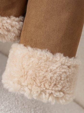 Реверсивно палто от агнешки пух за жени, основен плат 95% вълна, дълги ръкави, ла-пел яка, обикновена дължина 50–65 см, двустранно носене, зима 2025, градски стил