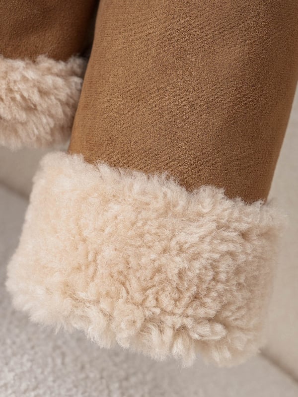 Реверсивно палто от агнешки пух за жени, основен плат 95% вълна, дълги ръкави, ла-пел яка, обикновена дължина 50–65 см, двустранно носене, зима 2025, градски стил