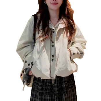 Къс работен жакет за жени – А-образна кройка, поло яка, цип, дълги ръкави, полиестер ≥95%