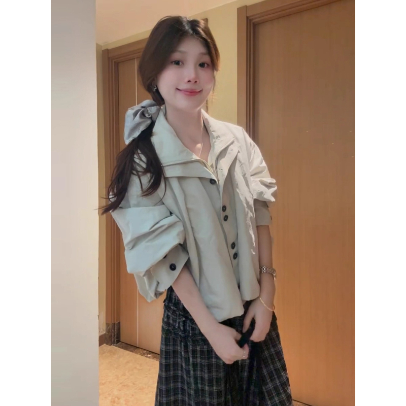 Къс работен жакет за жени – А-образна кройка, поло яка, цип, дълги ръкави, полиестер ≥95%