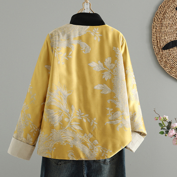 Яке от сатен с танг стил, жакардова шарка, квилиран памук, свободен силует