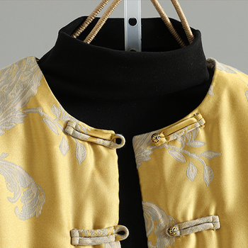 Яке от сатен с танг стил, жакардова шарка, квилиран памук, свободен силует