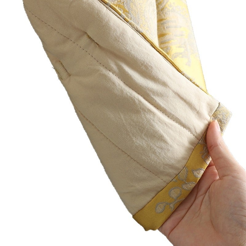 Яке от сатен с танг стил, жакардова шарка, квилиран памук, свободен силует