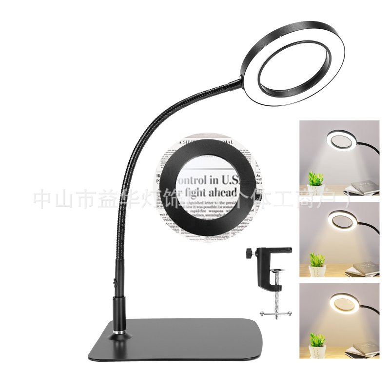 Stolna lampa sa povećalom za popravke, USB napajanje, metalno sjenilo, osnovno osvjetljenje, CE potvrda, napon ≤36V