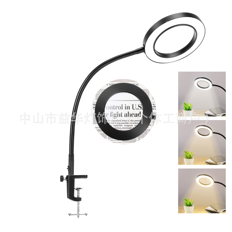 Stolna lampa sa povećalom za popravke, USB napajanje, metalno sjenilo, osnovno osvjetljenje, CE potvrda, napon ≤36V