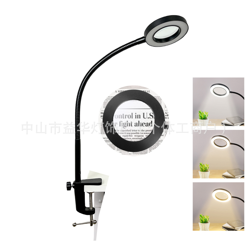 Stolna lampa sa povećalom za popravke, USB napajanje, metalno sjenilo, osnovno osvjetljenje, CE potvrda, napon ≤36V