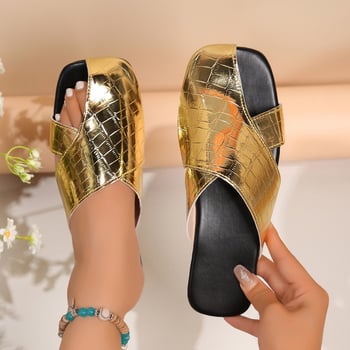 Ženske Baotou papuče – casual slip-on, gornji dio od umjetne PU, potplat od gume, debljina potplata 0–3 cm