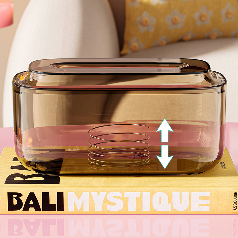 Кутия за салфетки с вградена пружина, голям капацитет, PP материал, настолен монтаж, издърпваща се