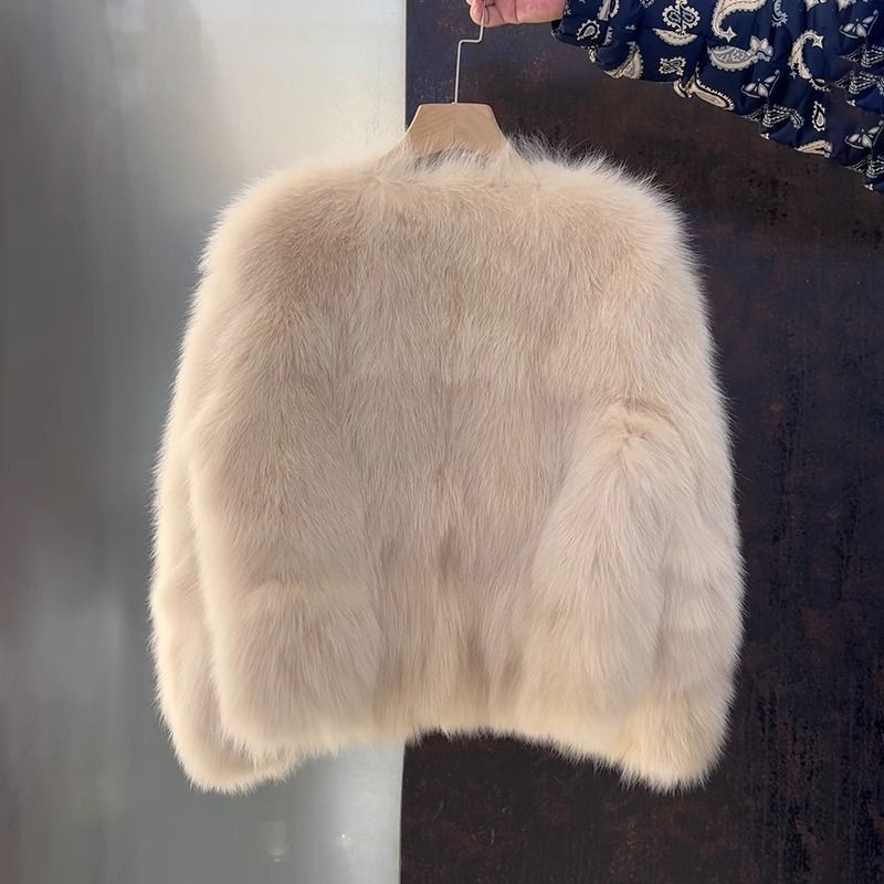 Jakna od umjetnog krzna lisice, ultra kratka duljina (≤40 cm), bez rukava, polo ovratnik, Chenille tkanina sa Spandexom, proljeće 2025