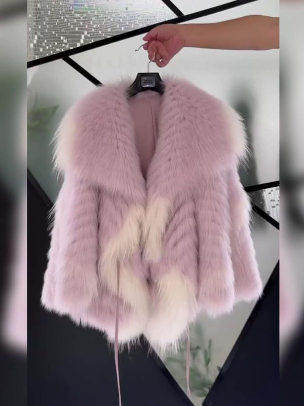 KAISIO дамско палто - V-образно деколте, патчворк дизайн с блокове, полиестер (70–80% съдържание), дълги ръкави, средна дебелина