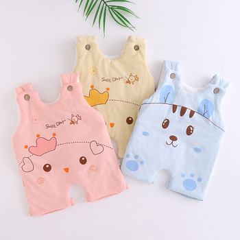 Бебешка памучна коремна лента — дебела топла жилет-стил коремна защита с мультяшен принт, памучна подплата и пълнеж, за 0–3 г