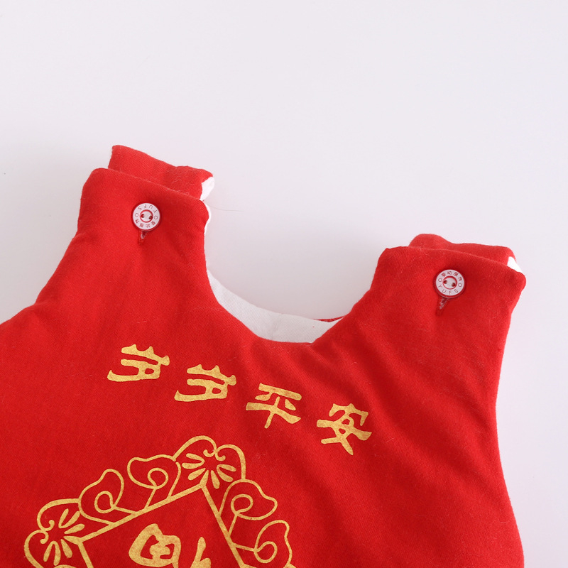 Бебешка памучна коремна лента — дебела топла жилет-стил коремна защита с мультяшен принт, памучна подплата и пълнеж, за 0–3 г