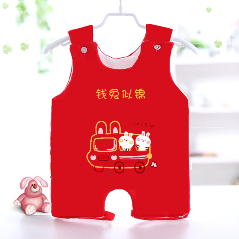 Бебешка памучна коремна лента — дебела топла жилет-стил коремна защита с мультяшен принт, памучна подплата и пълнеж, за 0–3 г