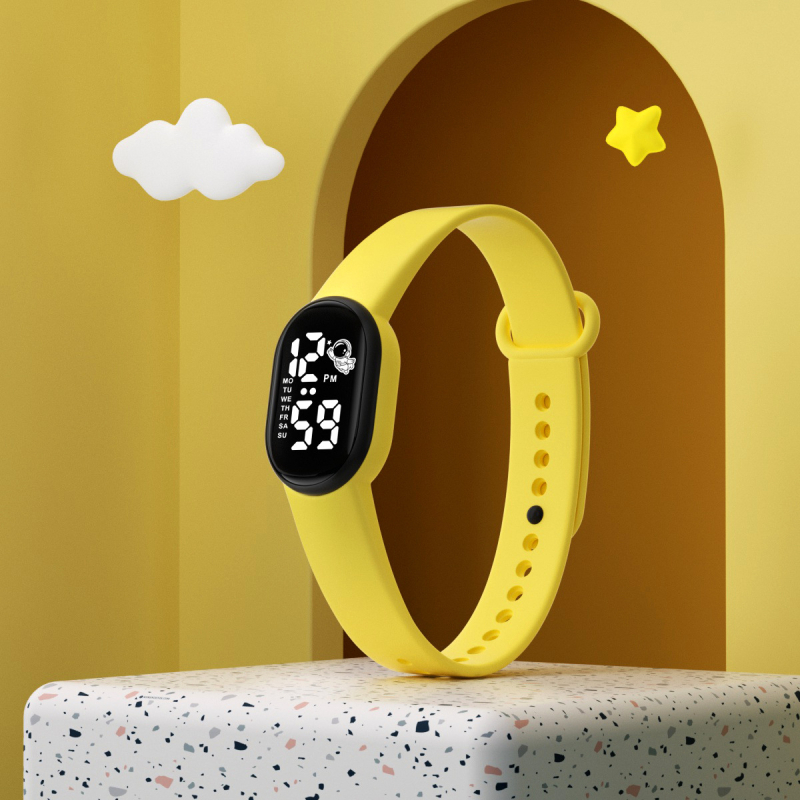 Mini asztronauta LED digitális óra (számlap: számkijelzés, elektronikus LED-mechanizmus, 10 m vízállóság, ovális számlap, PU szíj)