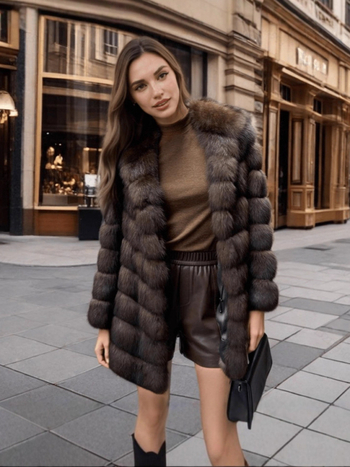 Палто от изкуствен мех, средна дължина, с качулка, дълги ръкави, за възрастни жени
