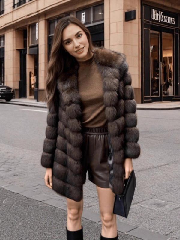 Палто от изкуствен мех, средна дължина, с качулка, дълги ръкави, за възрастни жени