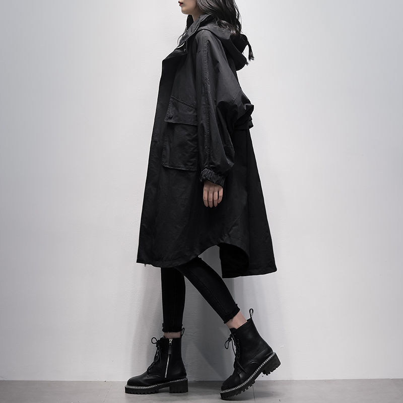 Дамско палто с качулка, средно дълго, от полиестер, съдържание на полиестер 95%+, дълги ръкави, градски стил