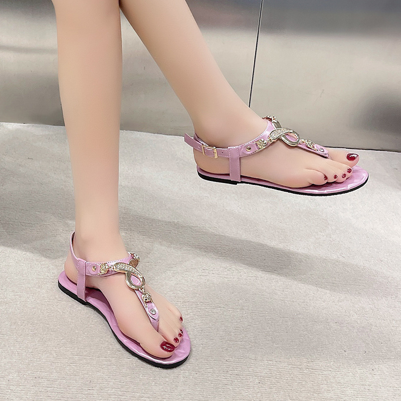Сандали с каишки за жени, римски стил, закопчаване с катарама, PU горна част, гумена подметка, дишащи и леки