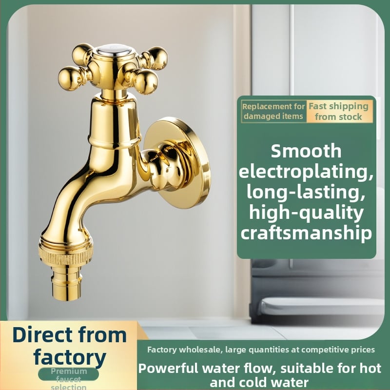 Robinet de perete în stil european pentru mașină de spălat și chiuvetă mop, corp din cupru, miez ceramic, model GLS-32160, 0–90°C, presiune 1–15 kg