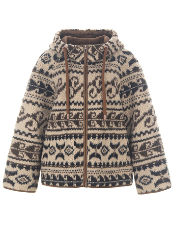 Женско палто от изкуствена агнешка вълна с качулка, средна дължина 65–80 см, дълги ръкави, ретро стил