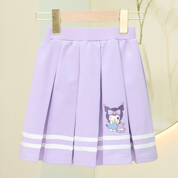 Детска плисирана пола от памук, карикатурен принт, за момичета 3–8 години, лято