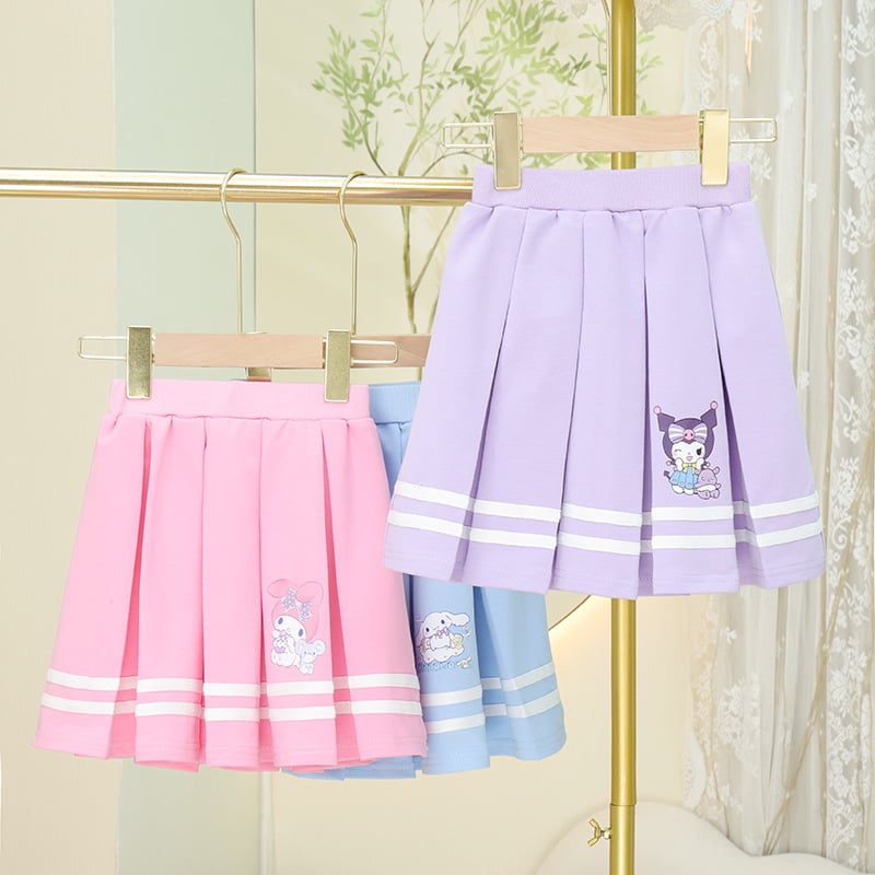 Детска плисирана пола от памук, карикатурен принт, за момичета 3–8 години, лято