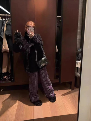 Палто от изкуствена козина за жени, дебел модел за есен-зима, с интегрирана яка от изкуствена козина, екологично чиста козина