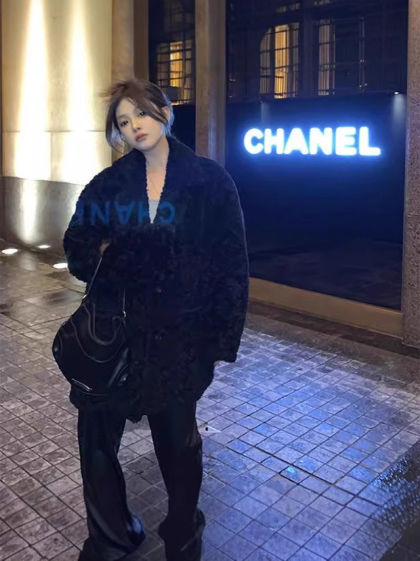 Палто от изкуствена козина за жени, дебел модел за есен-зима, с интегрирана яка от изкуствена козина, екологично чиста козина