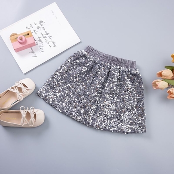 Детска A-line пола от кадифе с пайети, памук 90-95%, принцес стил, пролет 2025