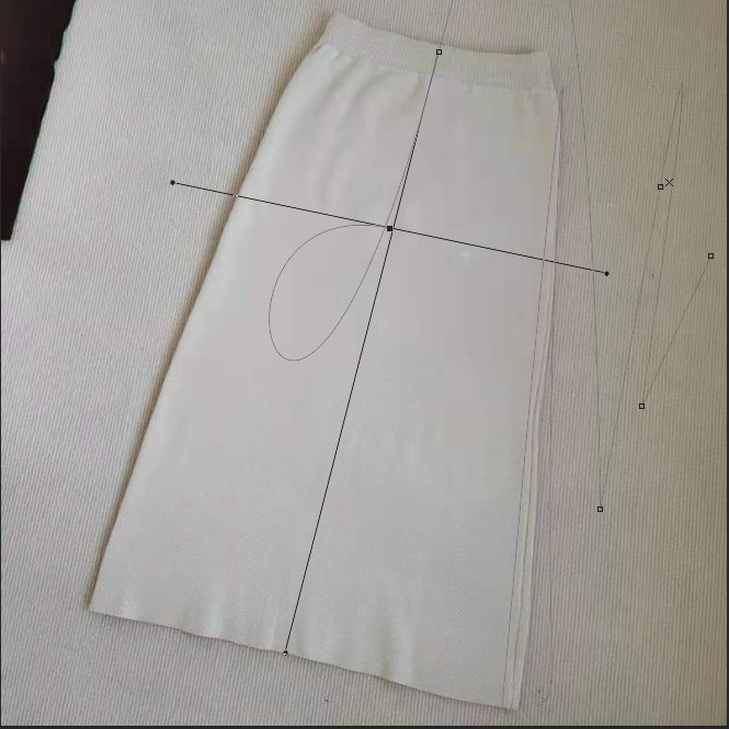 Плътна трикотажна пола за жени с висока талия, миди дължина, разкроен силует, смес памук