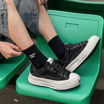 Platformske tenisice od platna – zaobljeni vrh, niski kroj, unisex, gumena potplat, vezanje