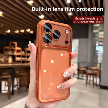 Prozirna mat silikon torbica za iPhone 17 Pro / Pro Max s elektroplatiranim završnim slojem i ugrađenim zaštitnim filmom za objektiv
