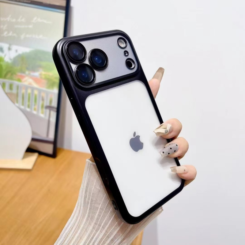 Прозрачен TPU калъф за iPhone 17 Pro / Pro Max, матово електроплакирано покритие, против падане, включва филм за обектива