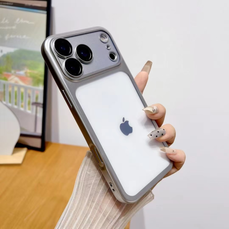 Прозрачен TPU калъф за iPhone 17 Pro / Pro Max, матово електроплакирано покритие, против падане, включва филм за обектива