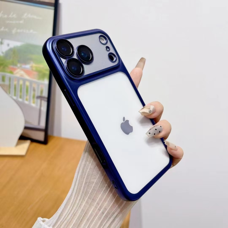 Прозрачен TPU калъф за iPhone 17 Pro / Pro Max, матово електроплакирано покритие, против падане, включва филм за обектива