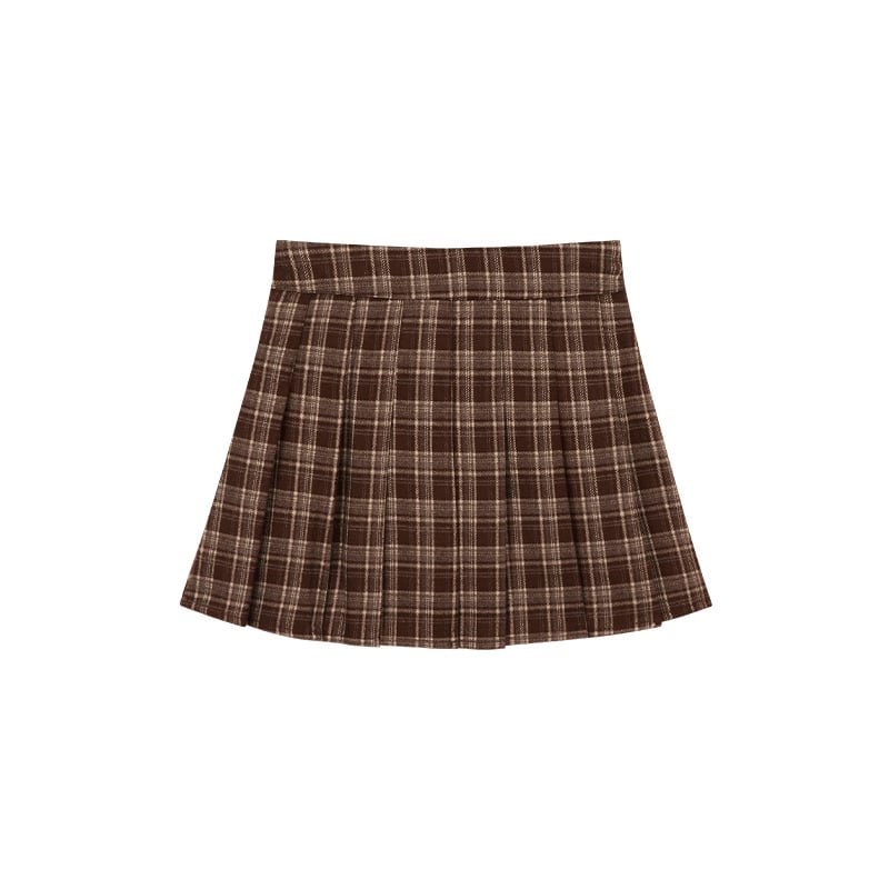 AMYBABY Момичешка пола А-линия, клетъчен принт – есен 2025, за деца 3–8 години