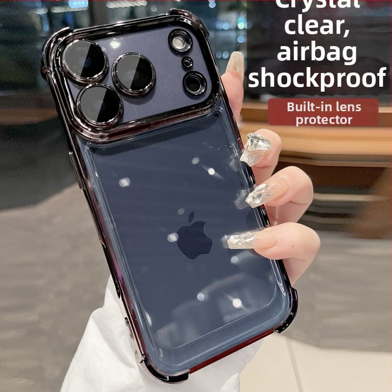 Priehľadný silikónový kryt na iPhone s ochranou proti pádu a elektroplatingom, kompatibilný s radou iPhone 12–14