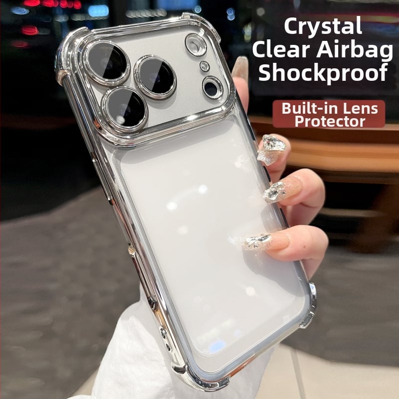 Priehľadný silikónový kryt na iPhone s ochranou proti pádu a elektroplatingom, kompatibilný s radou iPhone 12–14