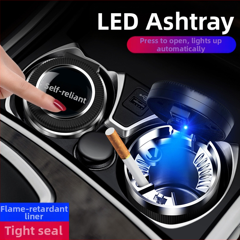 Auto pepelnjak s poklopcem, model 021, Cool Chi, s plastično-metalnom unutarnjom oblogom, za auto i kućnu upotrebu