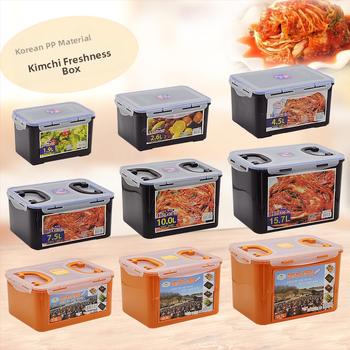 Négyzet alakú műanyag tárolóedény fedővel, kapacitás több mint 5 L