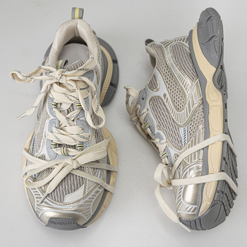 Unisex tenisice stil dad shoes, mrežasti gornji dio, vezanje na pertle, niski kroj, okrugli vrh, gumeni đon, retro stil, proljeće 2025