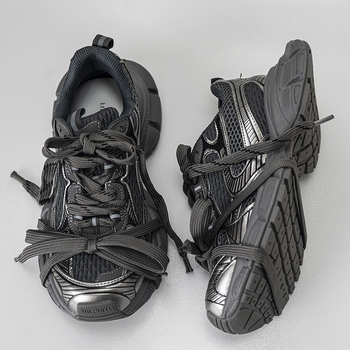 Unisex tenisice stil dad shoes, mrežasti gornji dio, vezanje na pertle, niski kroj, okrugli vrh, gumeni đon, retro stil, proljeće 2025