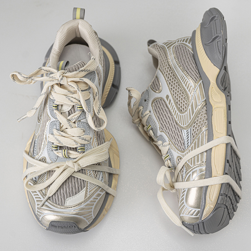 Unisex tenisice stil dad shoes, mrežasti gornji dio, vezanje na pertle, niski kroj, okrugli vrh, gumeni đon, retro stil, proljeće 2025