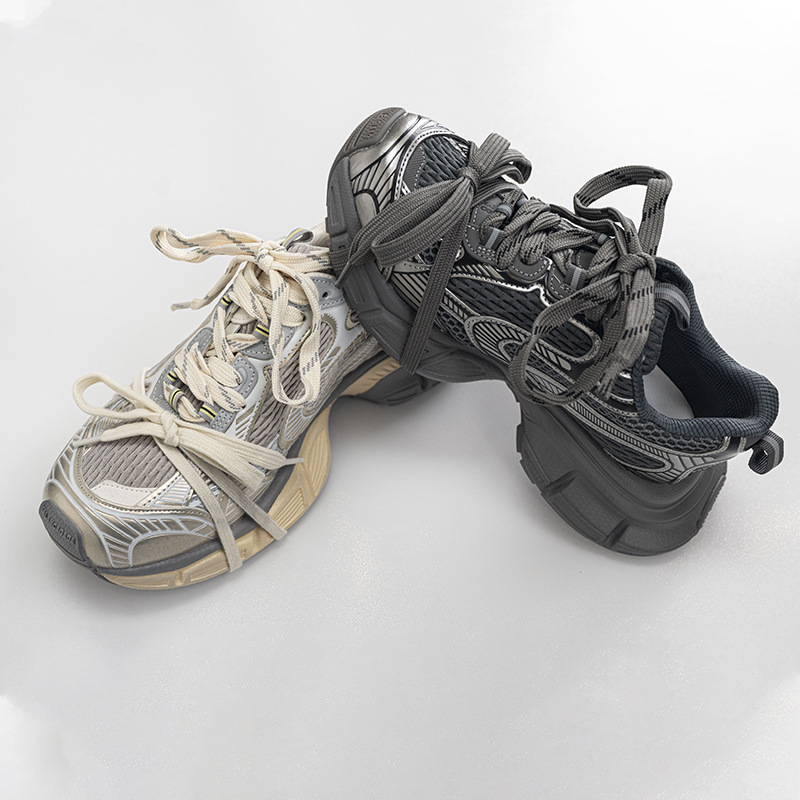 Unisex tenisice stil dad shoes, mrežasti gornji dio, vezanje na pertle, niski kroj, okrugli vrh, gumeni đon, retro stil, proljeće 2025