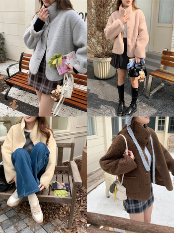 Ženski kaput od poliestera, jednobojni uzorak, srednja debljina, rever ovratnik, dugi rukavi, normalna duljina