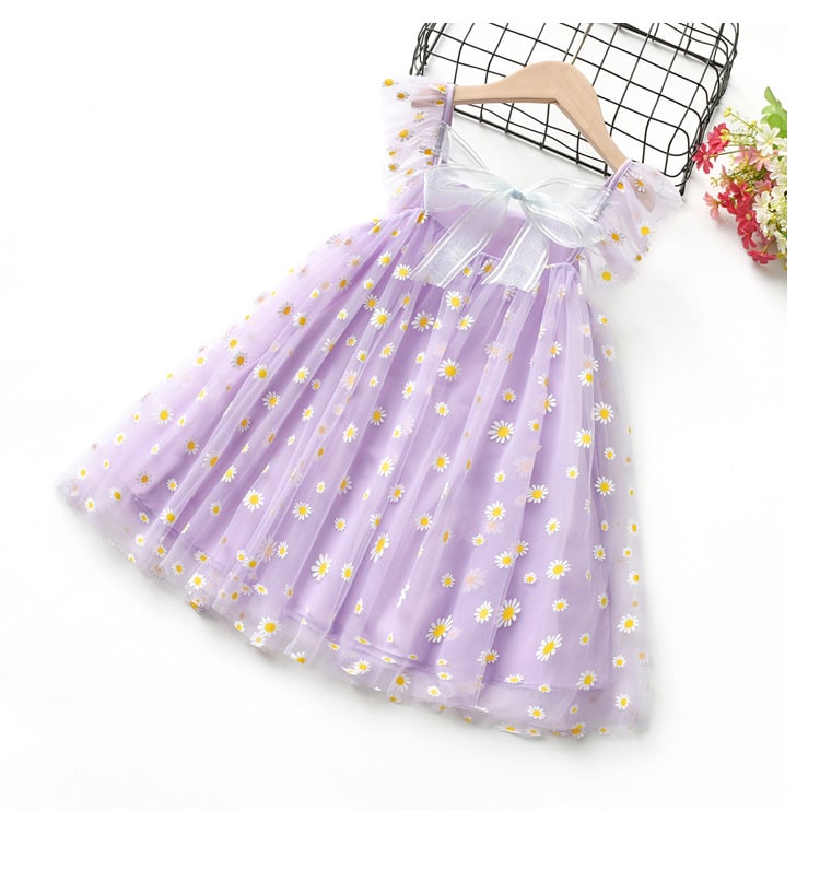 Детска рокля за момичета в стил принцеса, без гръб с мрежеста материя, 100% полиестер, за деца 3–8 години