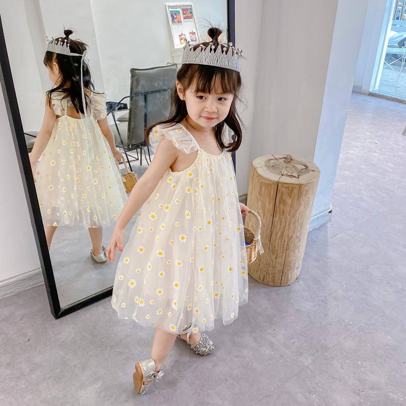 Детска рокля за момичета в стил принцеса, без гръб с мрежеста материя, 100% полиестер, за деца 3–8 години