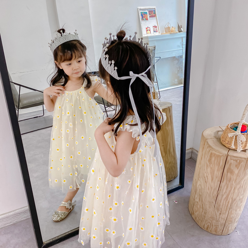 Детска рокля за момичета в стил принцеса, без гръб с мрежеста материя, 100% полиестер, за деца 3–8 години