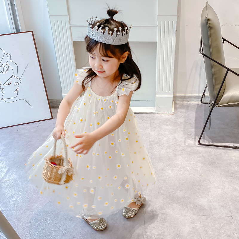 Детска рокля за момичета в стил принцеса, без гръб с мрежеста материя, 100% полиестер, за деца 3–8 години